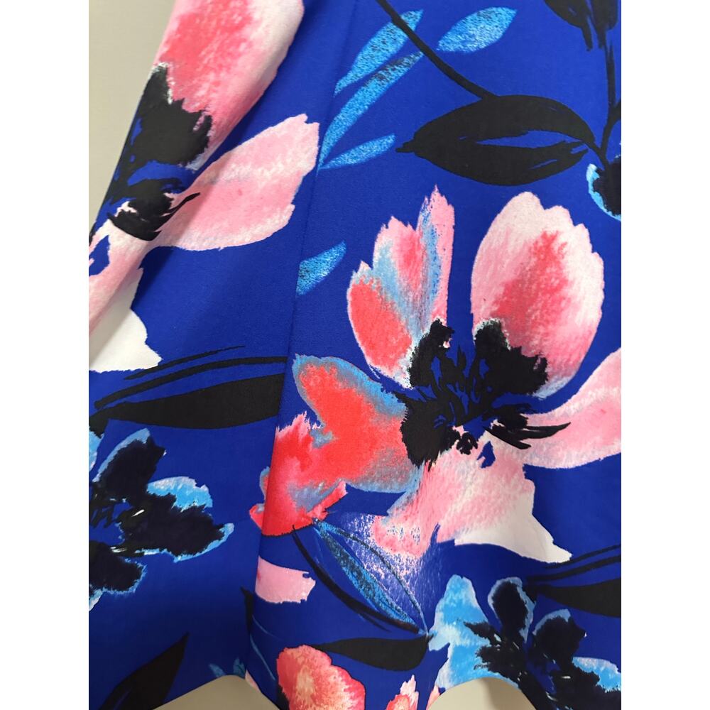Vince Camuto Floral Scuba Knit Fit & Flare Dress Size 12 Pockets - Picture 3 of 8